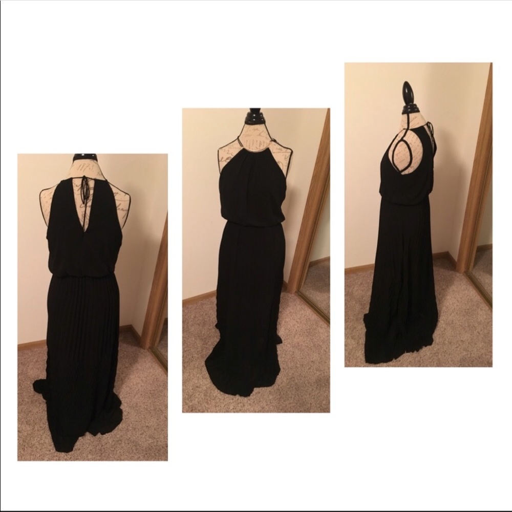 Black maxi dress with gold accent